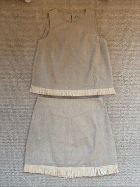 J. Crew Factory Cream Fringe Two-Piece Skirt Set